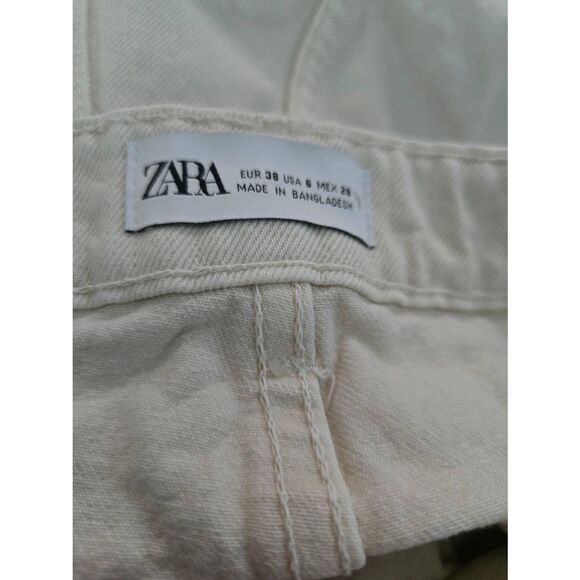 Women's Zara High Waisted Jeans Shorts Off White Size 6 - Picture 5 of 8